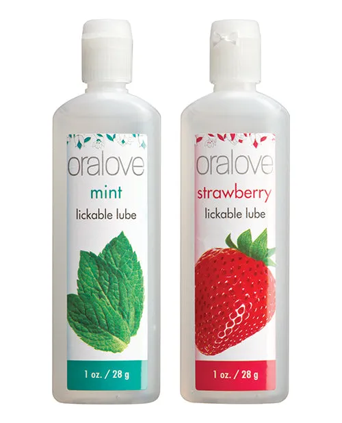 Oralove Anal Oralove Delicious Duo Lickable Strawberry and Mint Water Based Lubricant 1oz 2 per set Oralove Anal Oralove Delicious Duo Lickable Strawberry and Mint Water Based Lubricant 1oz 2 per set