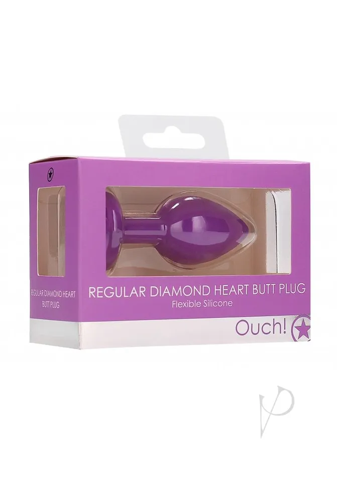 Ouch Anal Ouch Diamond Heart Butt Plug Regular Purple