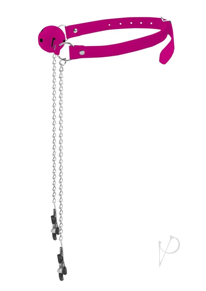 Ouch Couples Ouch Ball Gag with Nipple Clamps Pink Ouch Couples Ouch Ball Gag with Nipple Clamps Pink