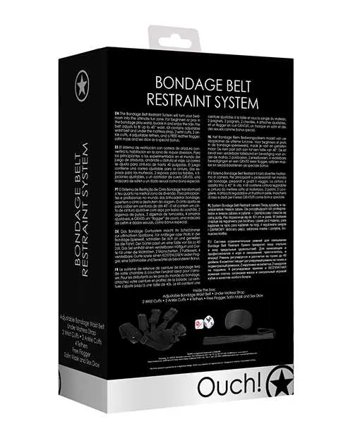Ouch Couples Ouch Kits Bondage Belt Restraint System 8pc Black