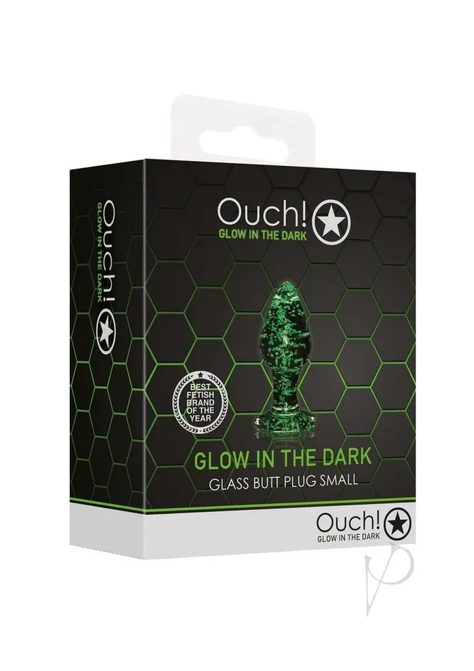 Ouch Glass Butt Plug Glow in the Dark Small Green Ouch Anal
