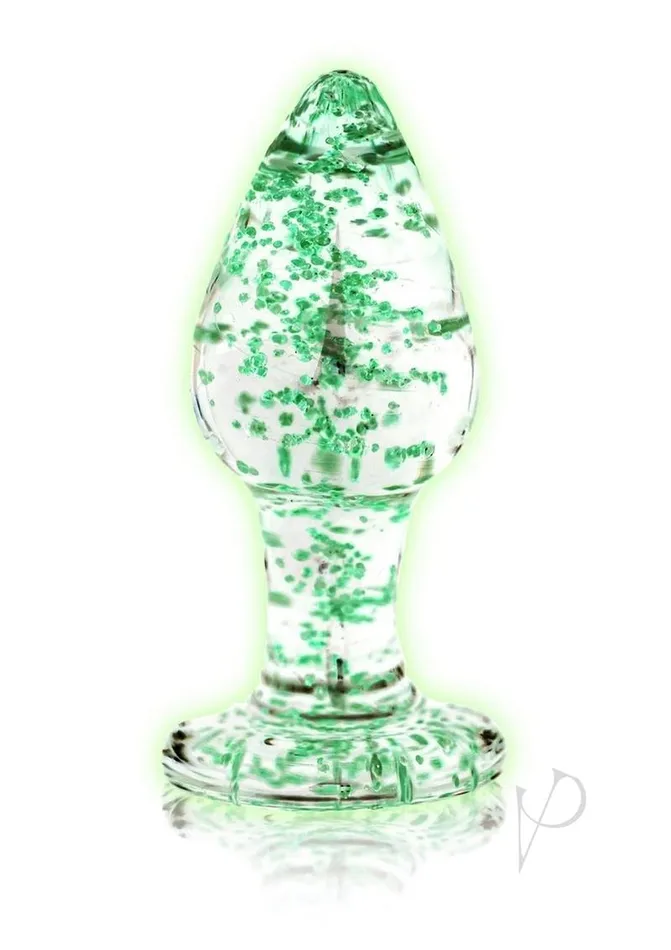 Ouch Glass Butt Plug Glow in the Dark Small Green Ouch Anal