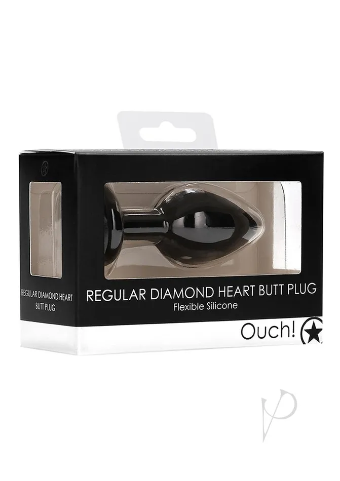 Ouch Ouch Diamond Heart Butt Plug Regular Black Anal