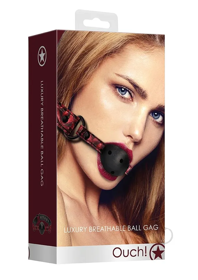 Ouch Ouch Luxury Breathable Luxury Ball Gag Burgundy Couples
