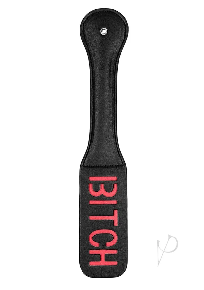Ouch Restraints Ouch Leather Paddle Bitch Black