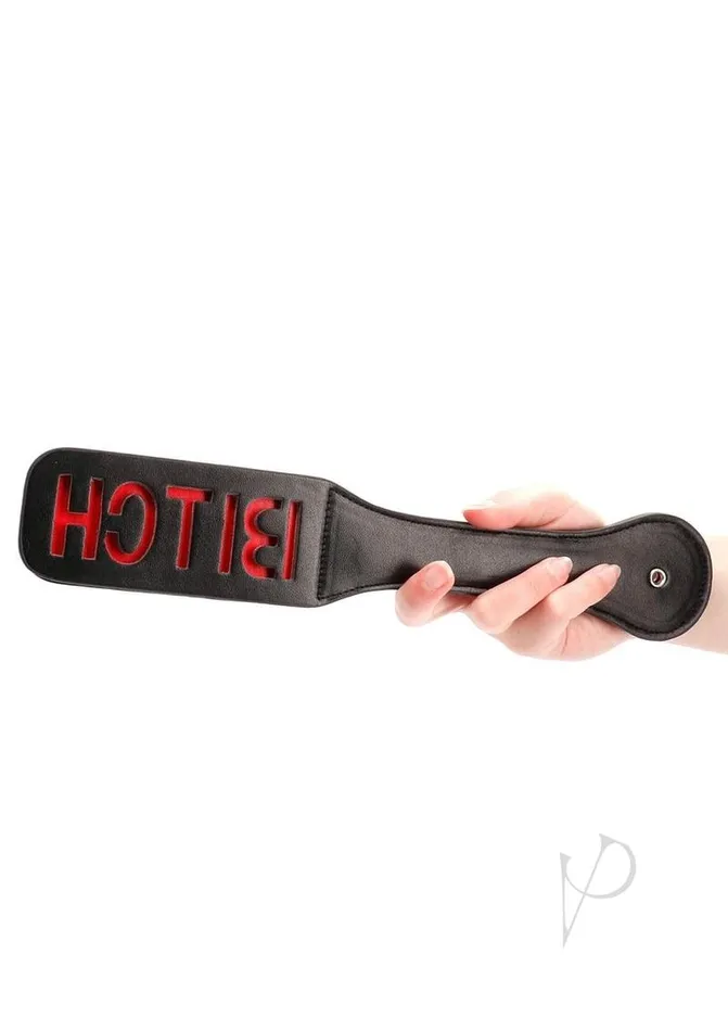 Ouch Restraints Ouch Leather Paddle Bitch Black
