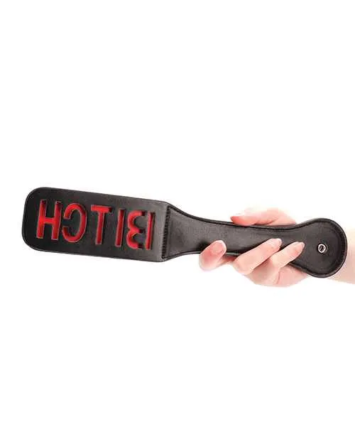 Ouch Restraints Ouch Leather Paddle Bitch Black