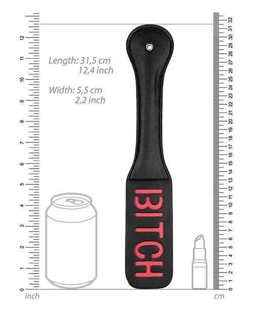 Ouch Restraints Ouch Leather Paddle Bitch Black