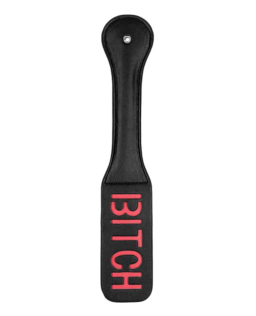 Ouch Restraints Ouch Leather Paddle Bitch Black
