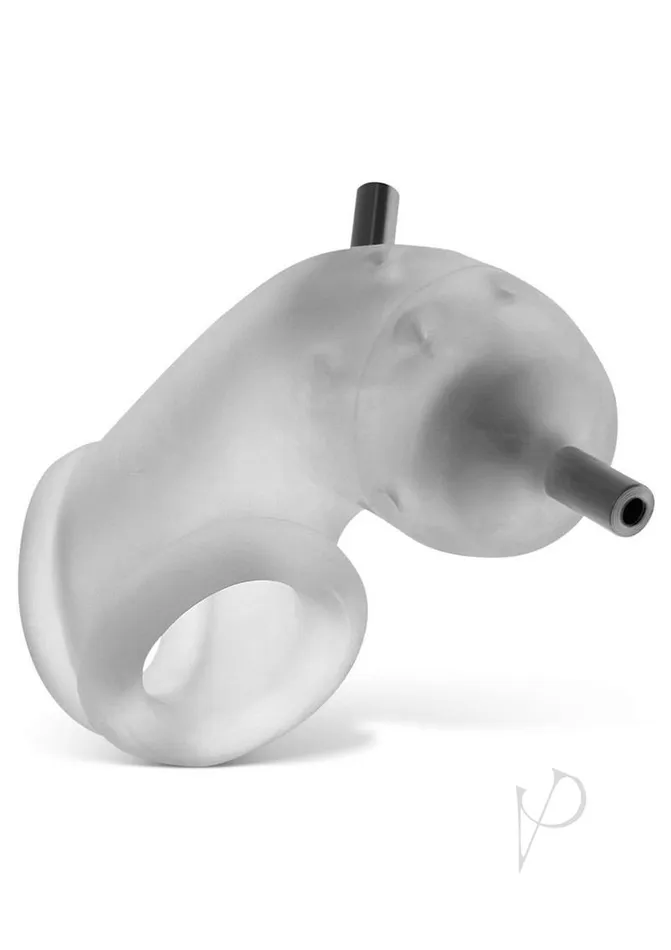 Oxballs Male Sex Toys Airlock Electro AirLite Vented Silicone Chastity Clear Ice