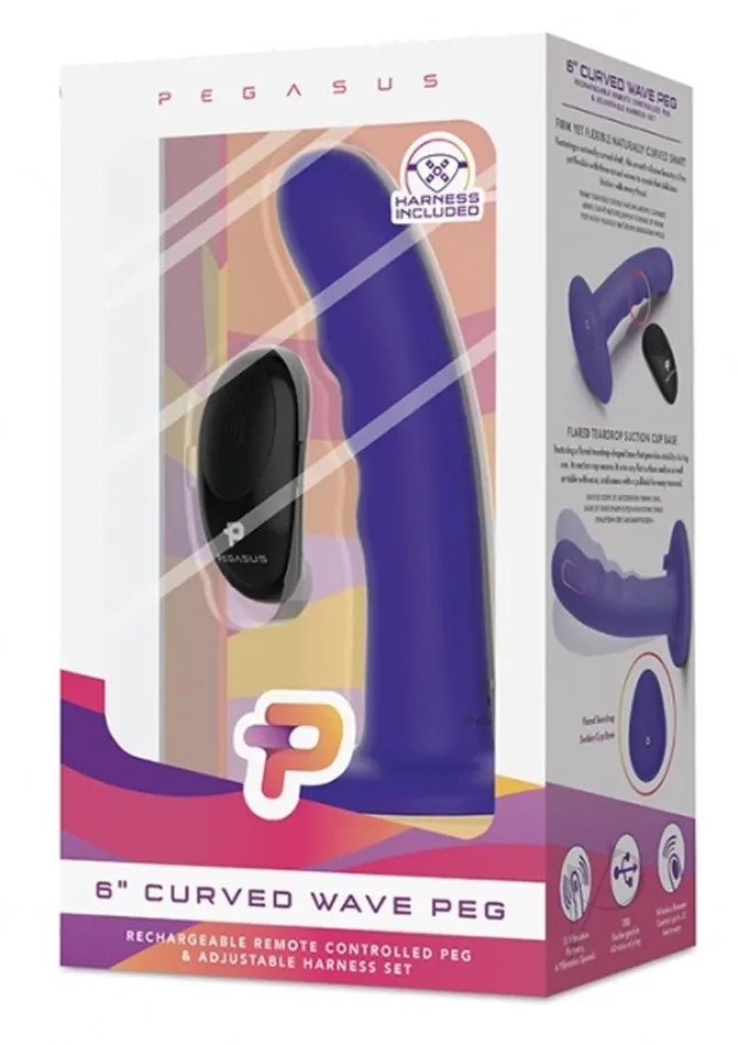 Pegasus Female Sex Toys Pegasus Curve Wave Peg Rechargeable Dildo with Remote Control 6in Purple Pegasus Female Sex Toys Pegasus Curve Wave Peg Rechargeable Dildo with Remote Control 6in Purple