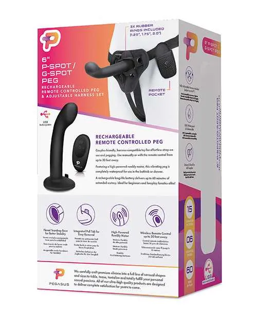 Pegasus Female Sex Toys Pegasus PSpotGSpot Peg Rechargeable Dildo with Remote Control 6in Black Pegasus Female Sex Toys Pegasus PSpotGSpot Peg Rechargeable Dildo with Remote Control 6in Black