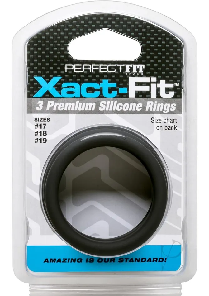 Perfect Fit Perfect Fit XactFit Silicone Ring Kit MDLG Black 3 pack Anal