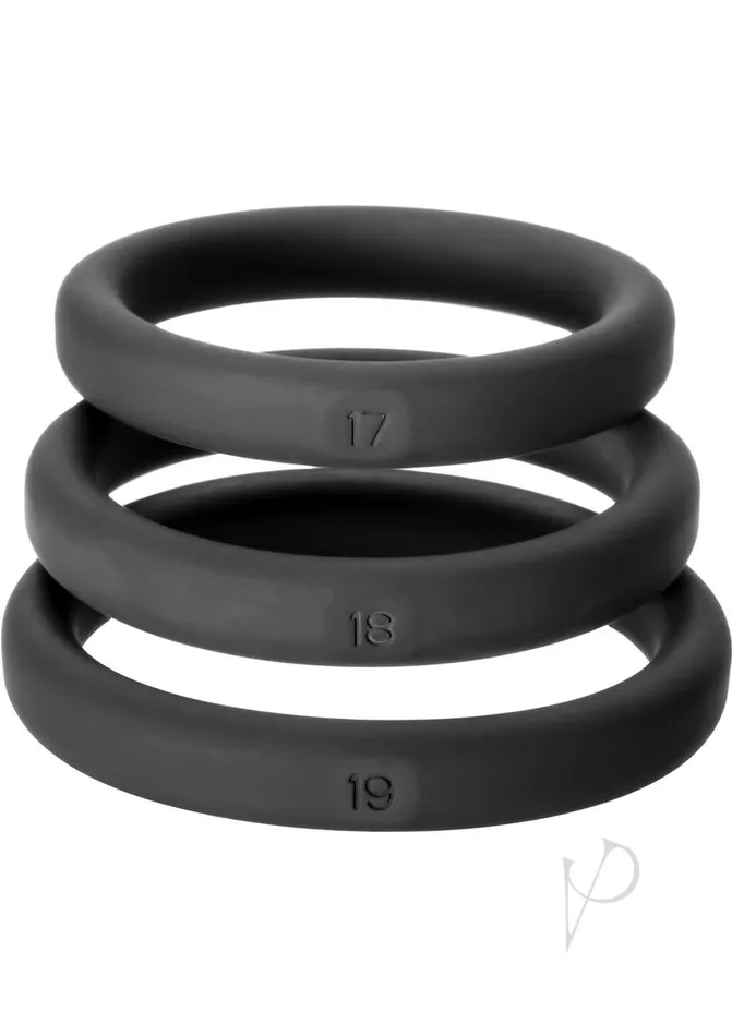 Perfect Fit Perfect Fit XactFit Silicone Ring Kit MDLG Black 3 pack Anal