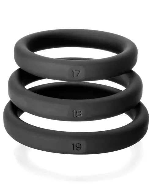 Perfect Fit Perfect Fit XactFit Silicone Ring Kit MDLG Black 3 pack Anal