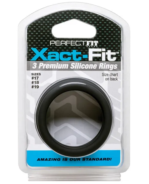 Perfect Fit Perfect Fit XactFit Silicone Ring Kit MDLG Black 3 pack Anal