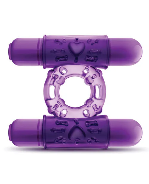 Play with Me Double Play Dual Vibrating Cock Ring Purple Play With Me By Blush Couples