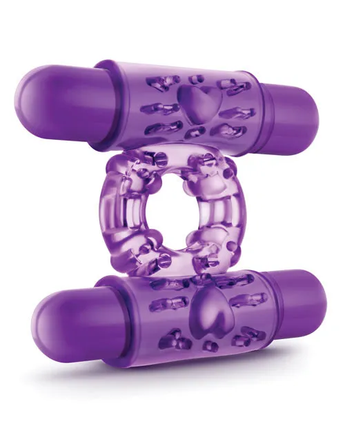 Play with Me Double Play Dual Vibrating Cock Ring Purple Play With Me By Blush Couples