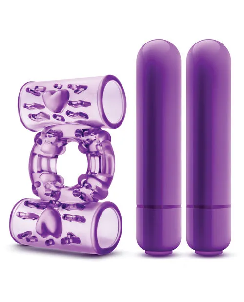 Play with Me Double Play Dual Vibrating Cock Ring Purple Play With Me By Blush Couples