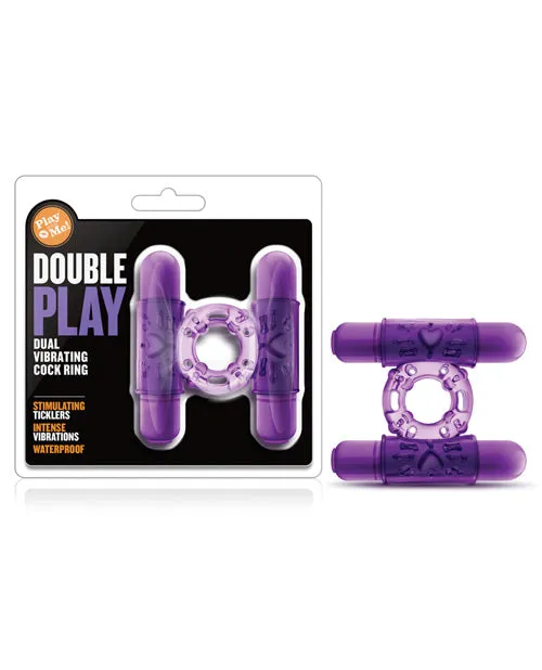 Play with Me Double Play Dual Vibrating Cock Ring Purple Play With Me By Blush Couples