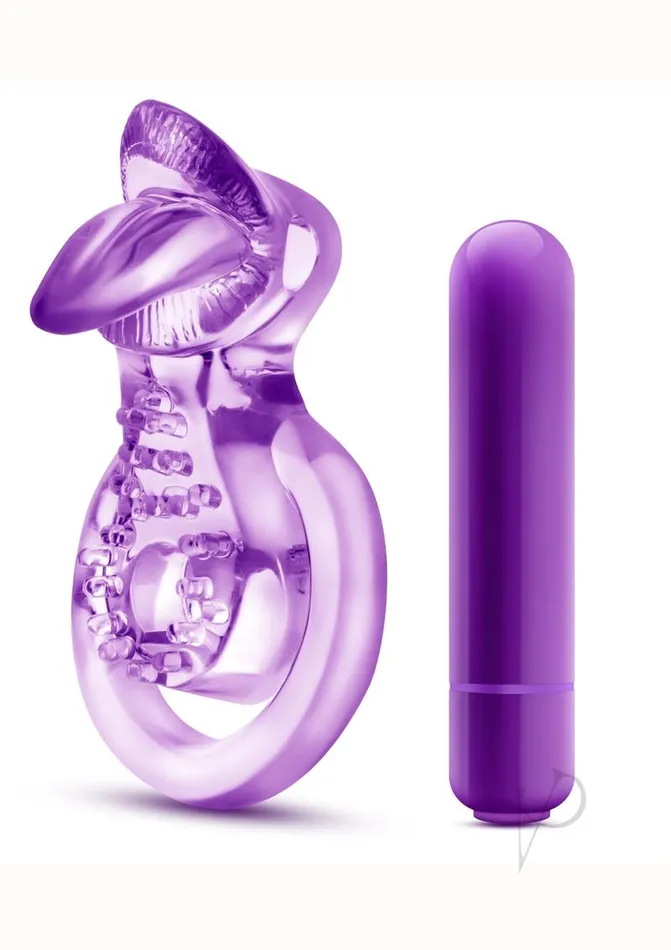 Play with Me Lick It Vibrating Double Strap Cock Ring Purple Play With Me By Blush Couples