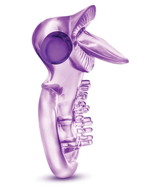 Play with Me Lick It Vibrating Double Strap Cock Ring Purple Play With Me By Blush Couples