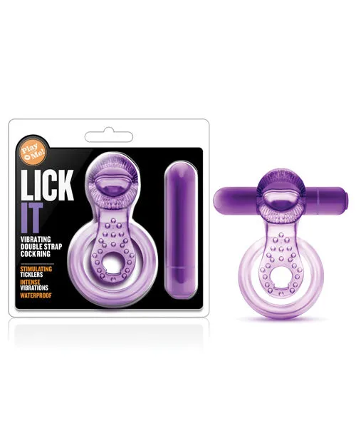 Play with Me Lick It Vibrating Double Strap Cock Ring Purple Play With Me By Blush Couples