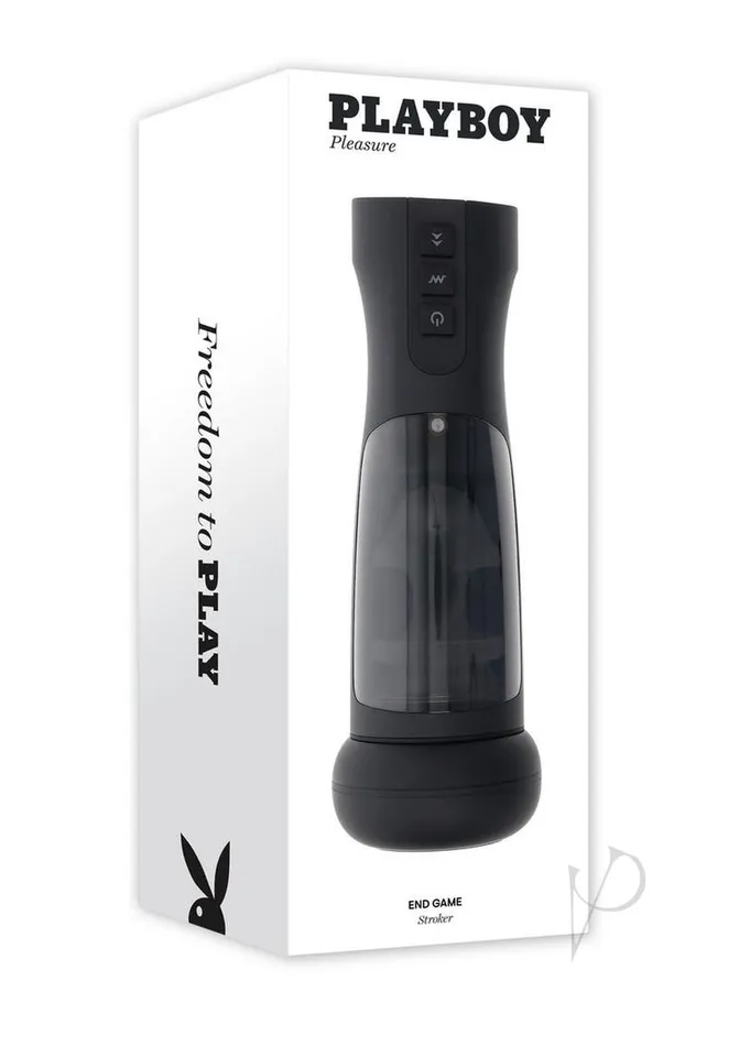 Playboy Playboy End Game Rechargeable Warming Stroker with UV Stand Black Male Sex Toys