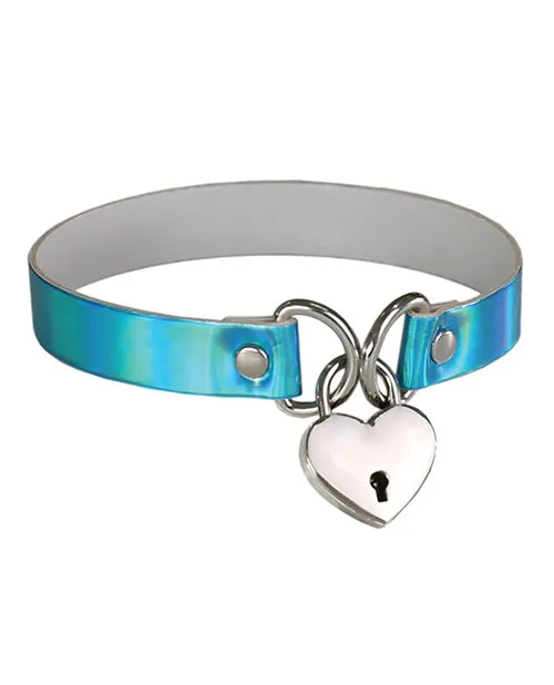 Plesur Dildos Plesur Heart Lock Collar Holographic Blue