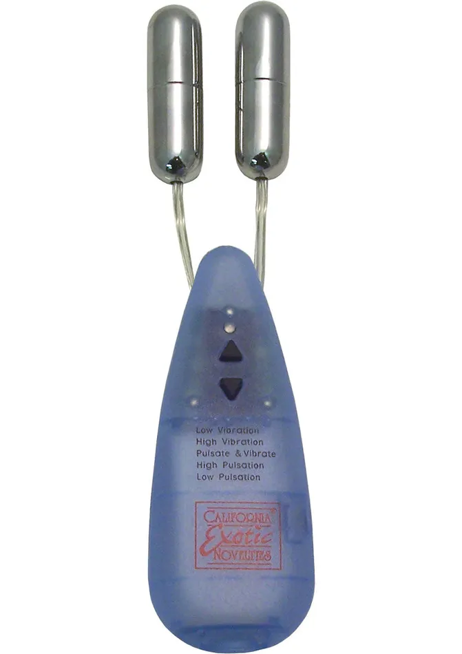 Pocket Exotics Female Sex Toys Pocket Exotics Impulse Slim Twin Bullets with Wired Remote Control Silver