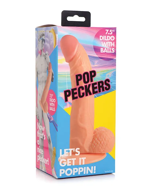 Pop Peckers Dildo with Balls 75in Vanilla Pop Peckers Female Sex Toys