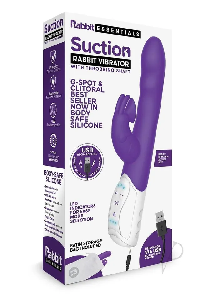 Rabbit Essentials Female Sex Toys Rabbit Essentials Silicone Rechargeable Clitoral Suction Rabbit Purple Rabbit Essentials Female Sex Toys Rabbit Essentials Silicone Rechargeable Clitoral Suction Rabbit Purple