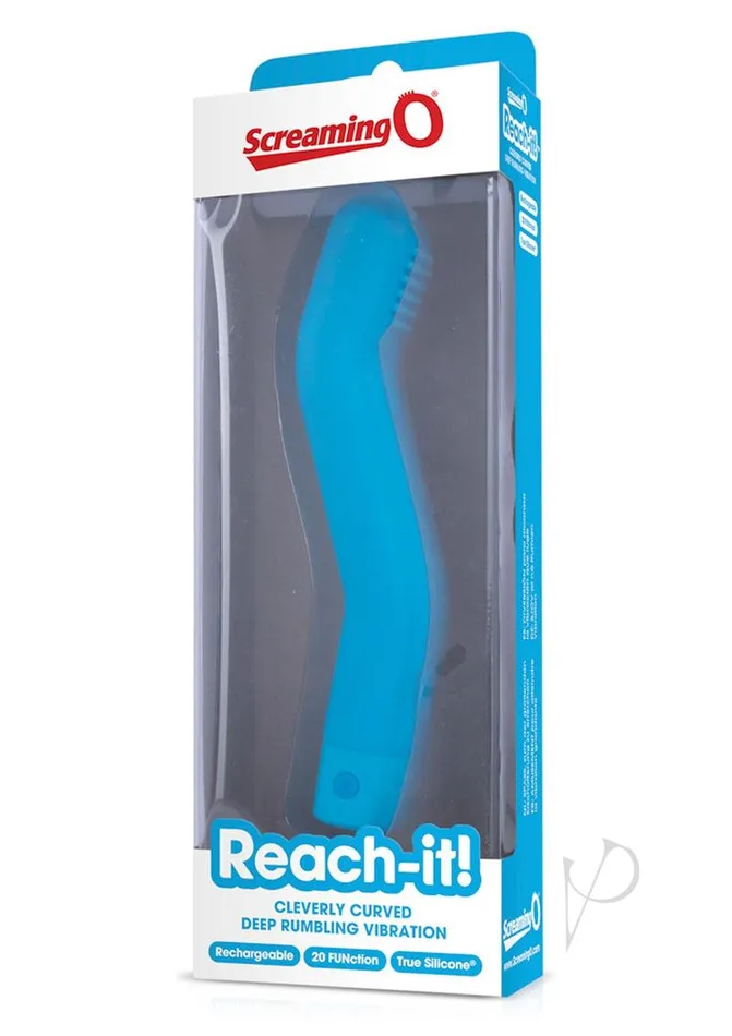 Reach It Silicone USB Rechargeable GSpot Vibrator Waterproof Blue Charged Vibrators Reach It Silicone USB Rechargeable GSpot Vibrator Waterproof Blue Charged Vibrators