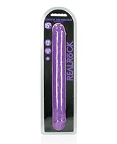 Real Rock Dildos RealRock Double Dong Glow in the Dark Dildo 15in Purple