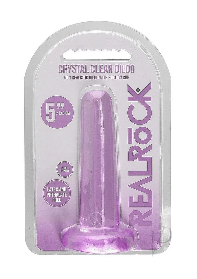 Real Rock Female Sex Toys RealRock Crystal Clear Non Realistic Dildo with Suction Cup 53in Purple Real Rock Female Sex Toys RealRock Crystal Clear Non Realistic Dildo with Suction Cup 53in Purple