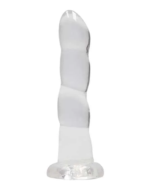 Real Rock Female Sex Toys RealRock Crystal Clear Non Realistic Dildo with Suction Cup 7in Clear