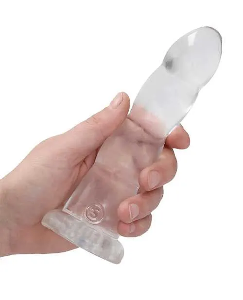 Real Rock Female Sex Toys RealRock Crystal Clear Non Realistic Dildo with Suction Cup 7in Clear