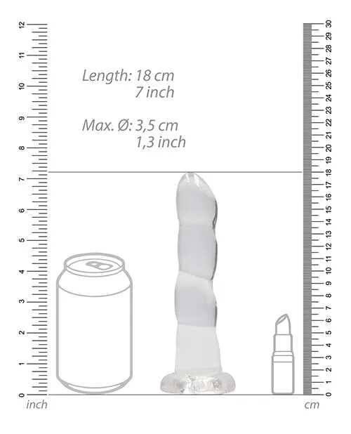 Real Rock Female Sex Toys RealRock Crystal Clear Non Realistic Dildo with Suction Cup 7in Clear