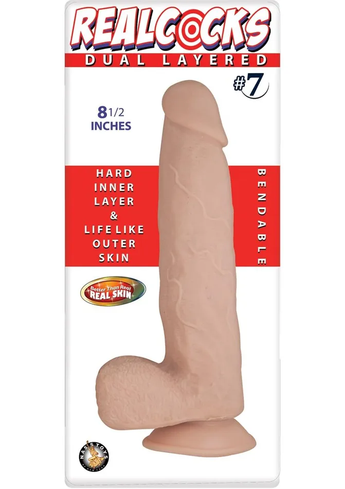 Realcocks Realcocks Dual Layered 7 Bendable Dildo 85in Vanilla Dildos