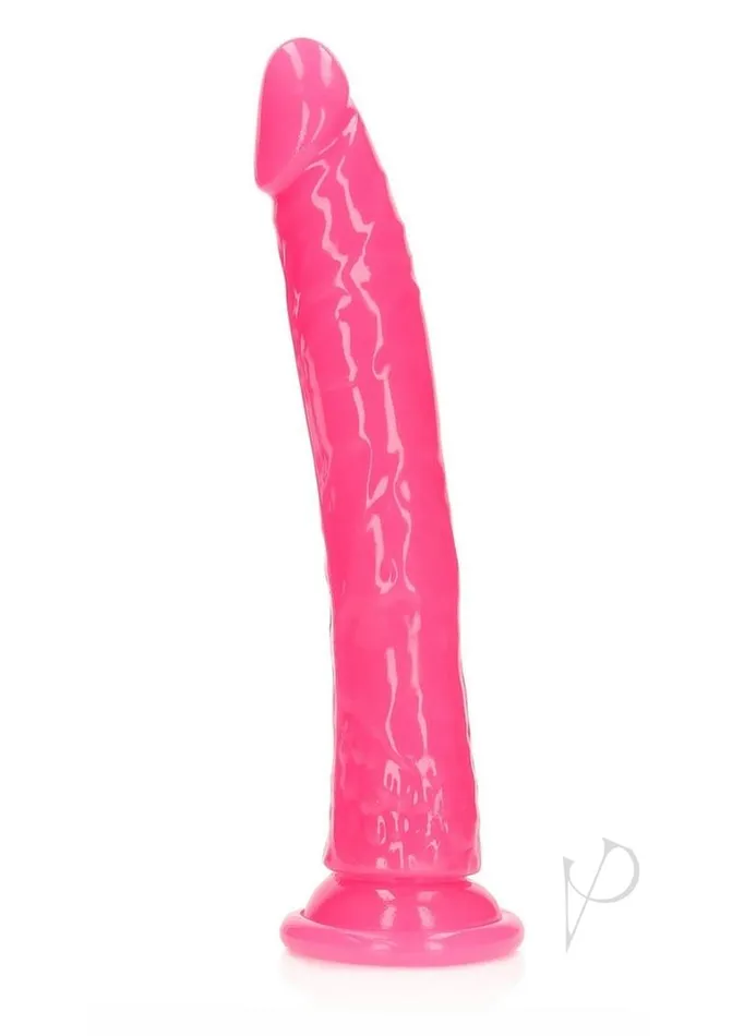 RealRock Slim Glow in the Dark Dildo with Suction Cup 11in Pink Real Rock Female Sex Toys