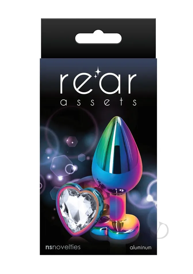 Rear Assets Anal Rear Assets Multicolor Heart Anal Plug Medium Clear