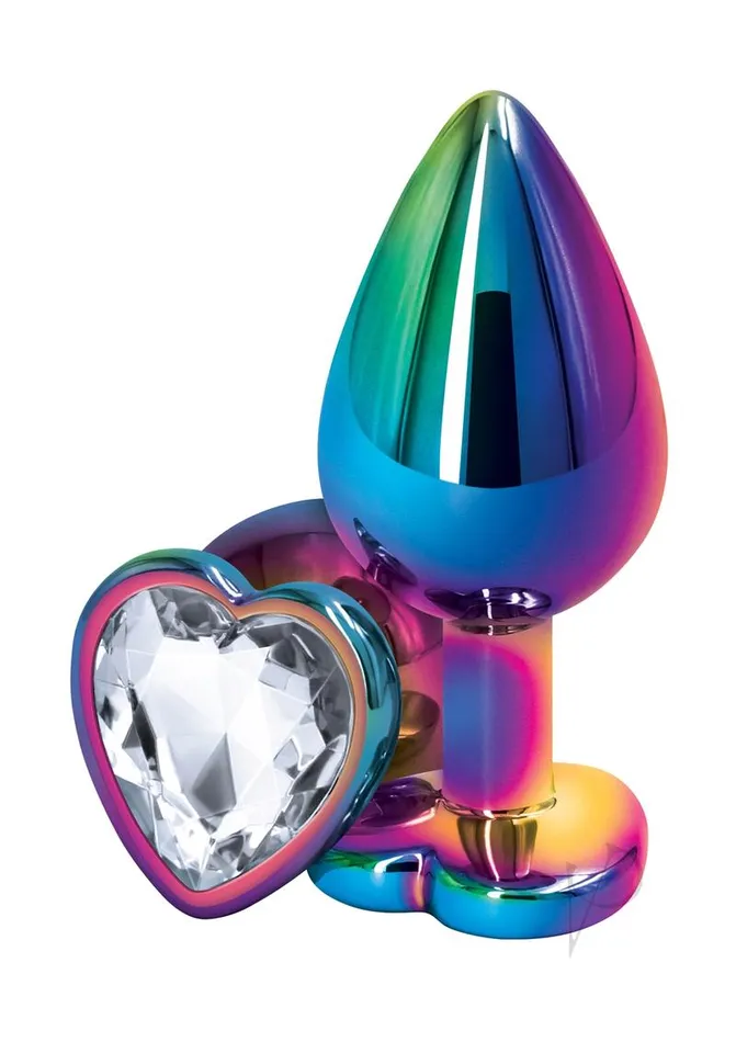 Rear Assets Anal Rear Assets Multicolor Heart Anal Plug Medium Clear