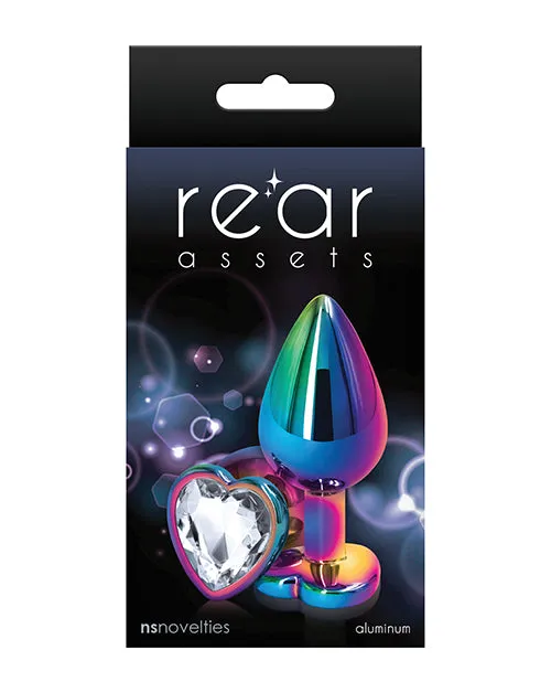 Rear Assets Anal Rear Assets Multicolor Heart Anal Plug Medium Clear