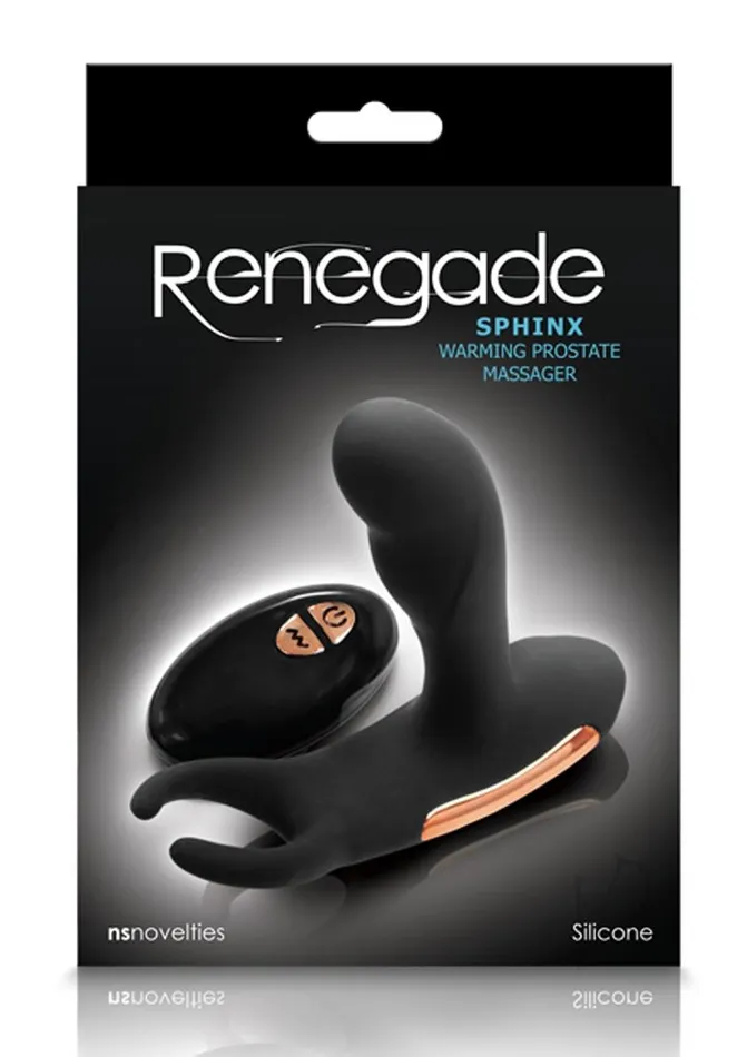 Renegade Anal Renegade Sphinx Rechargeable Silicone Warming Prostate Massager with Remote Control Black