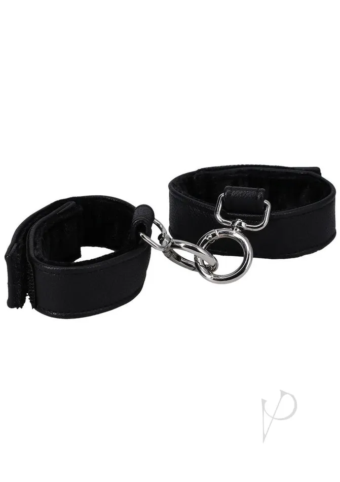Restraints In A Bag In a Bag Vegan Leather Handcuffs Black