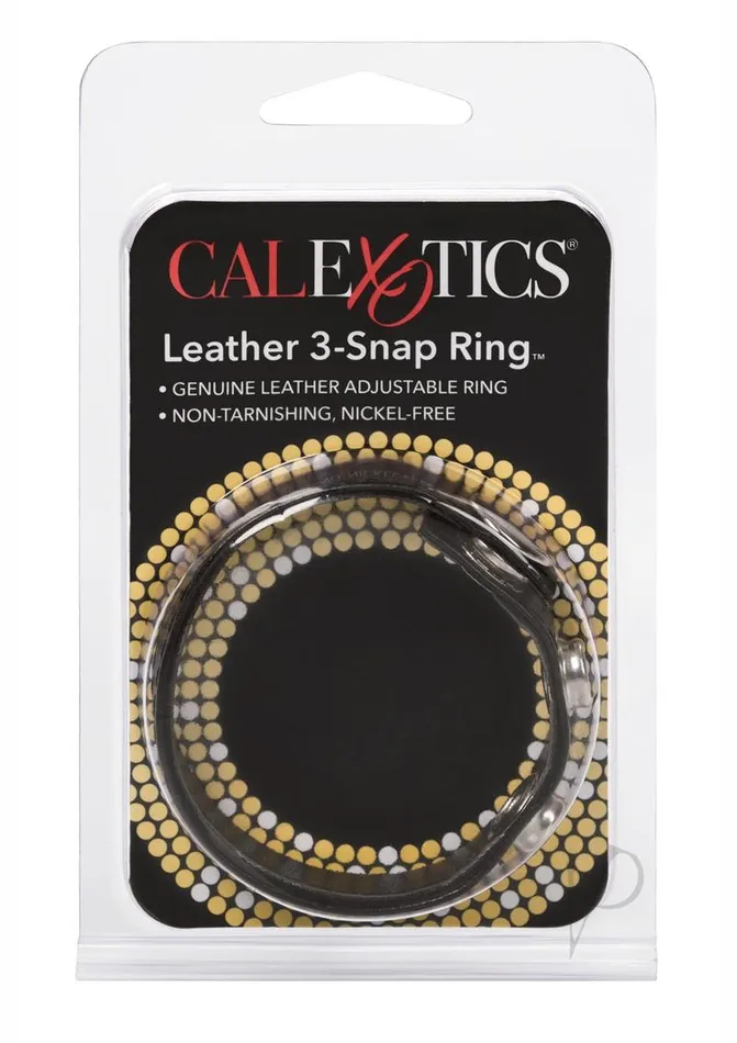 Restraints Leather 3 Snap Ring Cock Black Rings
