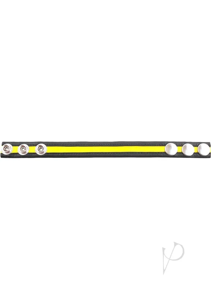 Restraints Rouge Rouge Leather Adjustable Cock Strap Black and Yellow