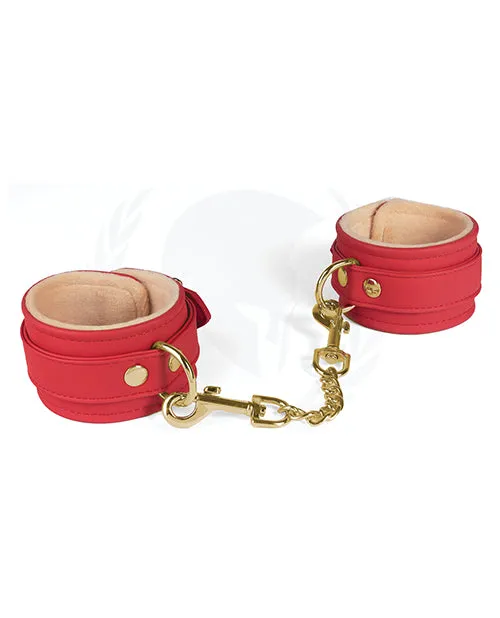 Restraints Spartacus Spartacus PU Wrist Cuffs wPlush Lining Red