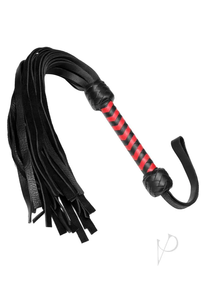 Restraints Strict Leather Strict Leather Bullhide Flogger with Red and Black Handle Black Restraints Strict Leather Strict Leather Bullhide Flogger with Red and Black Handle Black