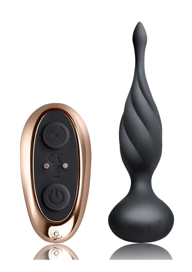 Rocks Off Female Sex Toys Discover Rechargeable Silicone Anal Vibrator with Remote Control BlackRose Gold